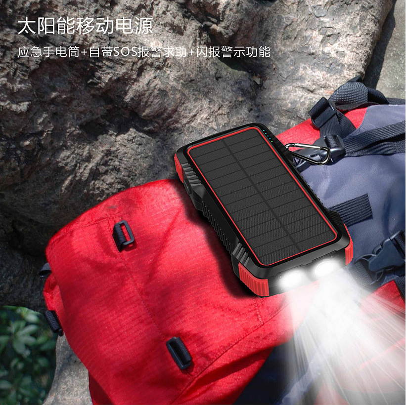 16000mAh Power Bank Solar Large Capacity Ultra Thin with LED Light External Solar Charger Travel Powerbank for Smartphone