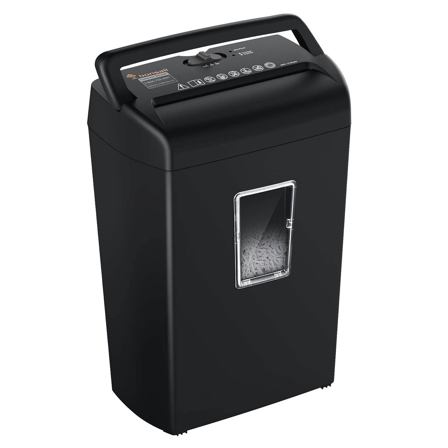 Bonsaii 10-Sheet Cross-Cut Paper Shredder, Credit Card Shredders for Home Office Use, 5.5 Gallons Large Wastebasket with Transparent Window, Black (C209-D)