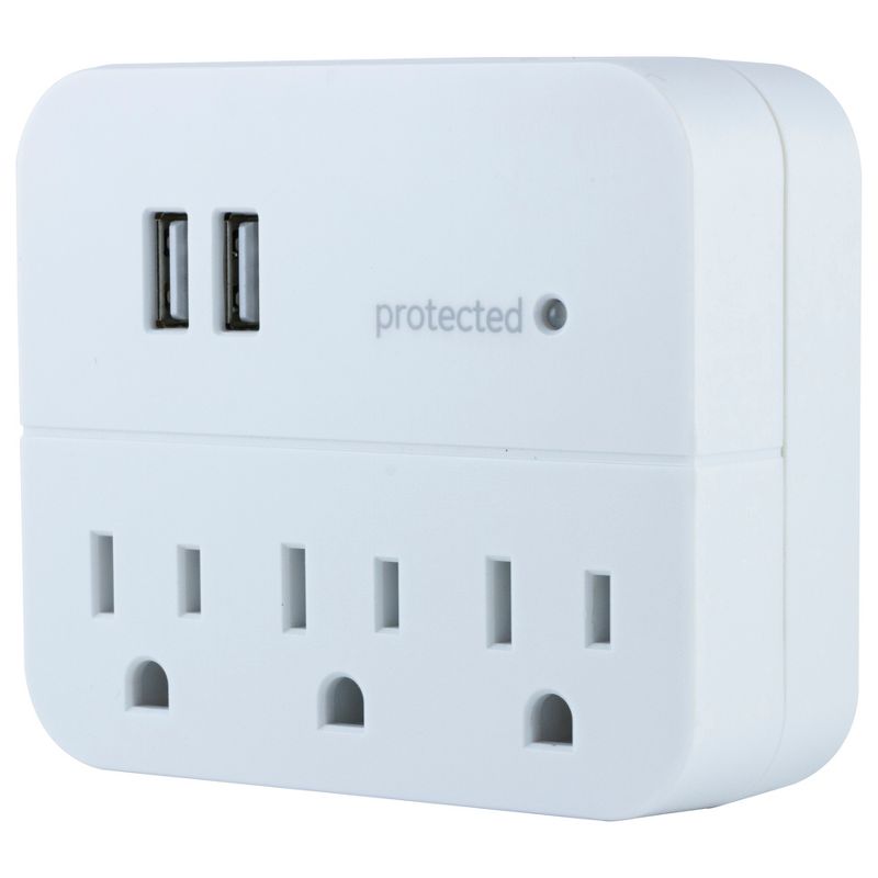 General Electric 3 Outlet 2 USB Port Surge Protector Tap 560 White