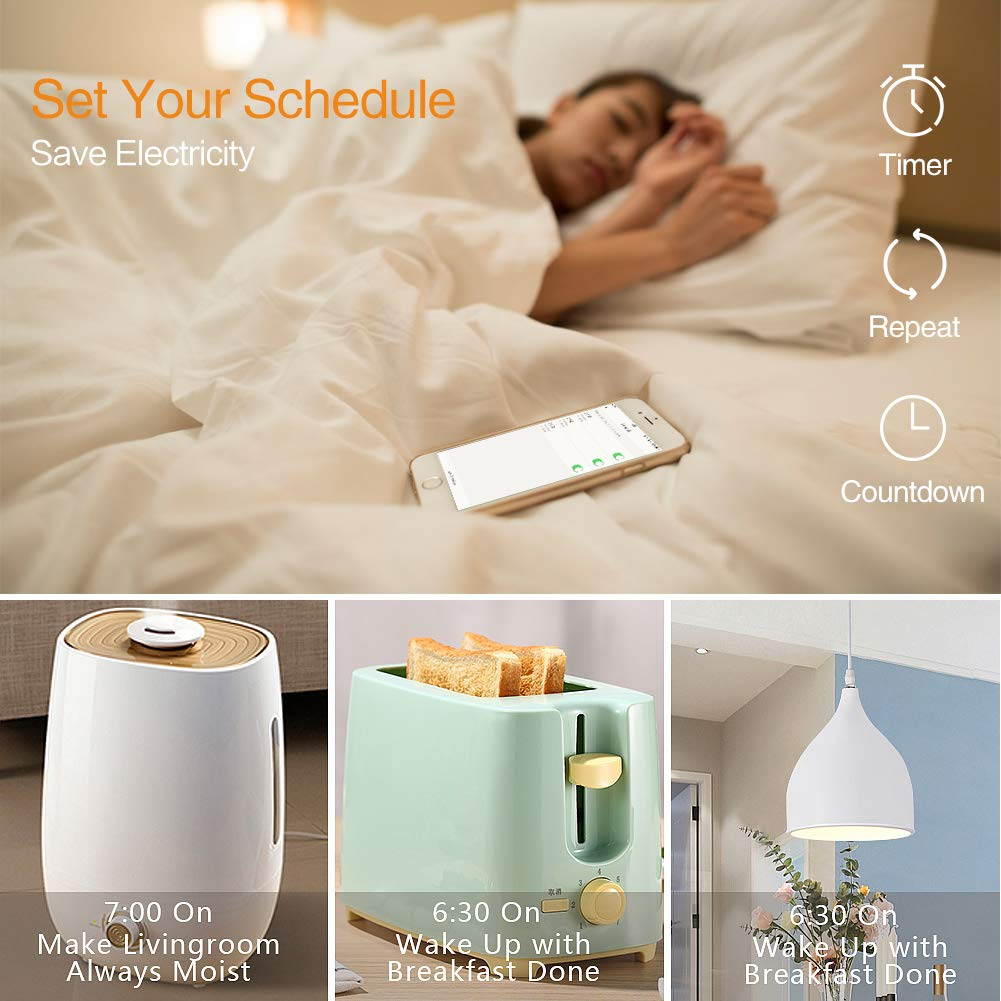 Avatar Controls Smart Plug Outlet, Avatar Controls Wifi Smart Plugs Work with Alexa Echo Dot/Google Home, APP Remote Control Electrical Outlet Switch, No Hub Required (2 Pack)