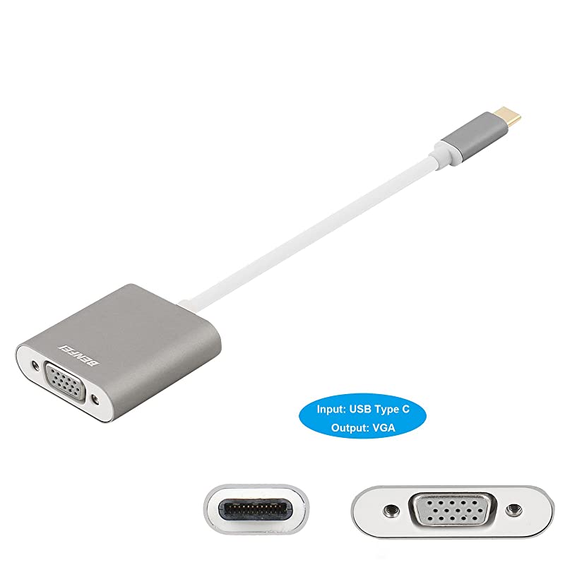USBC to VGA Adapter  Thunderbolt 3 USB Type C to VGA Adapter Male to Female Converter Compatible for Apple New MacBook 20172016