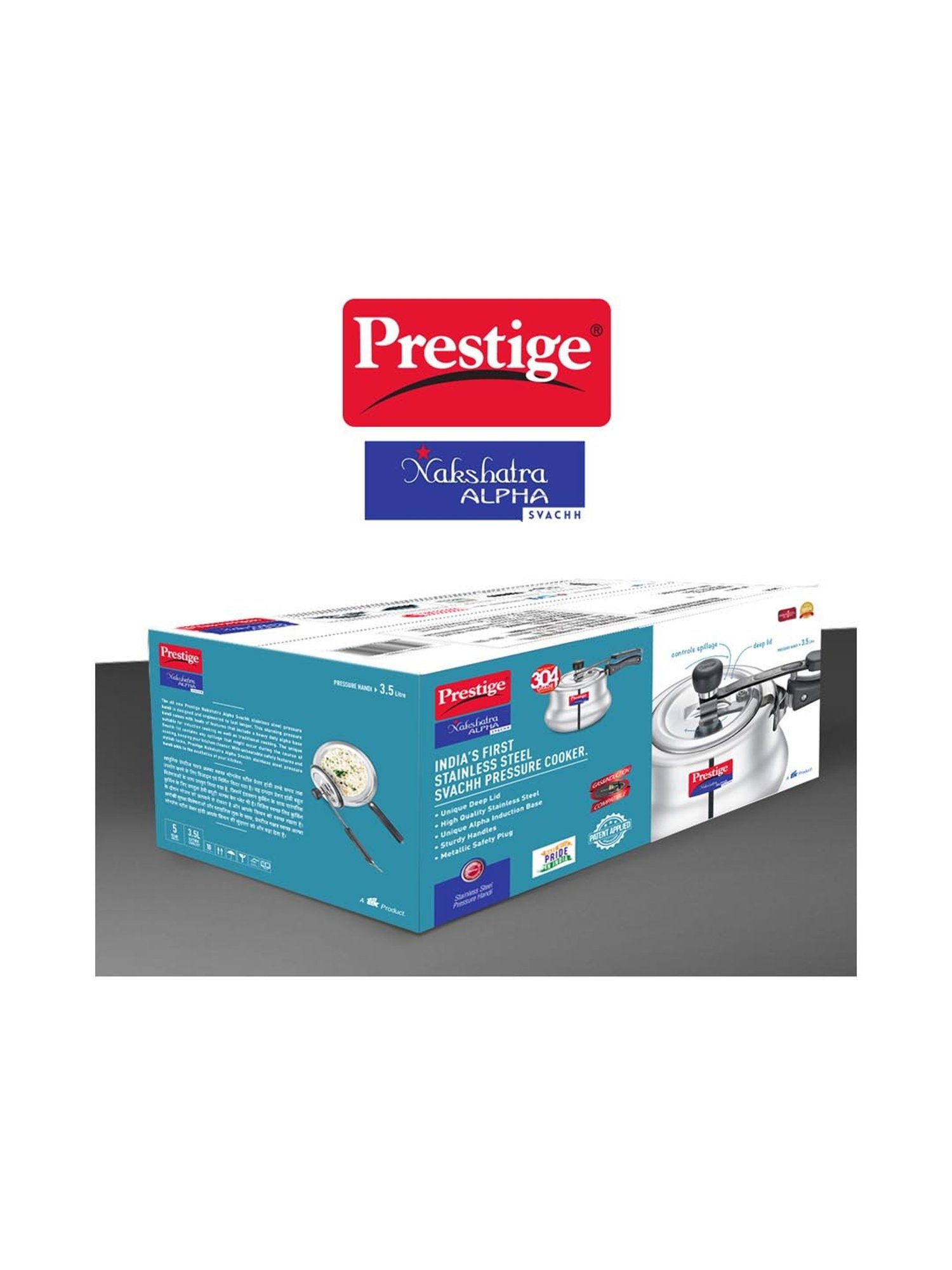 Pigeon Silver Stainless steel Pressure Cooker (10 L)