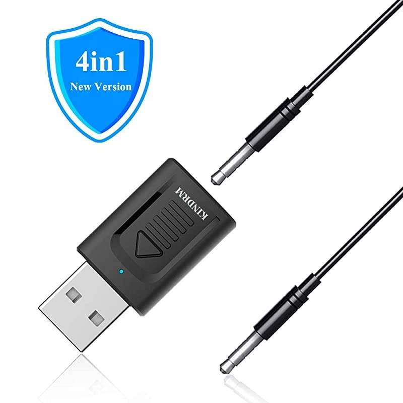 Bluetooth Receiver Transmitter  4in1 Mini USB Bluetooth 50 Audio Transmitter amp Wireless Bluetooth 35mm Aux Adapter Receiver for CarHome Stereo Headphones Speakers TV PC Projector CD Black