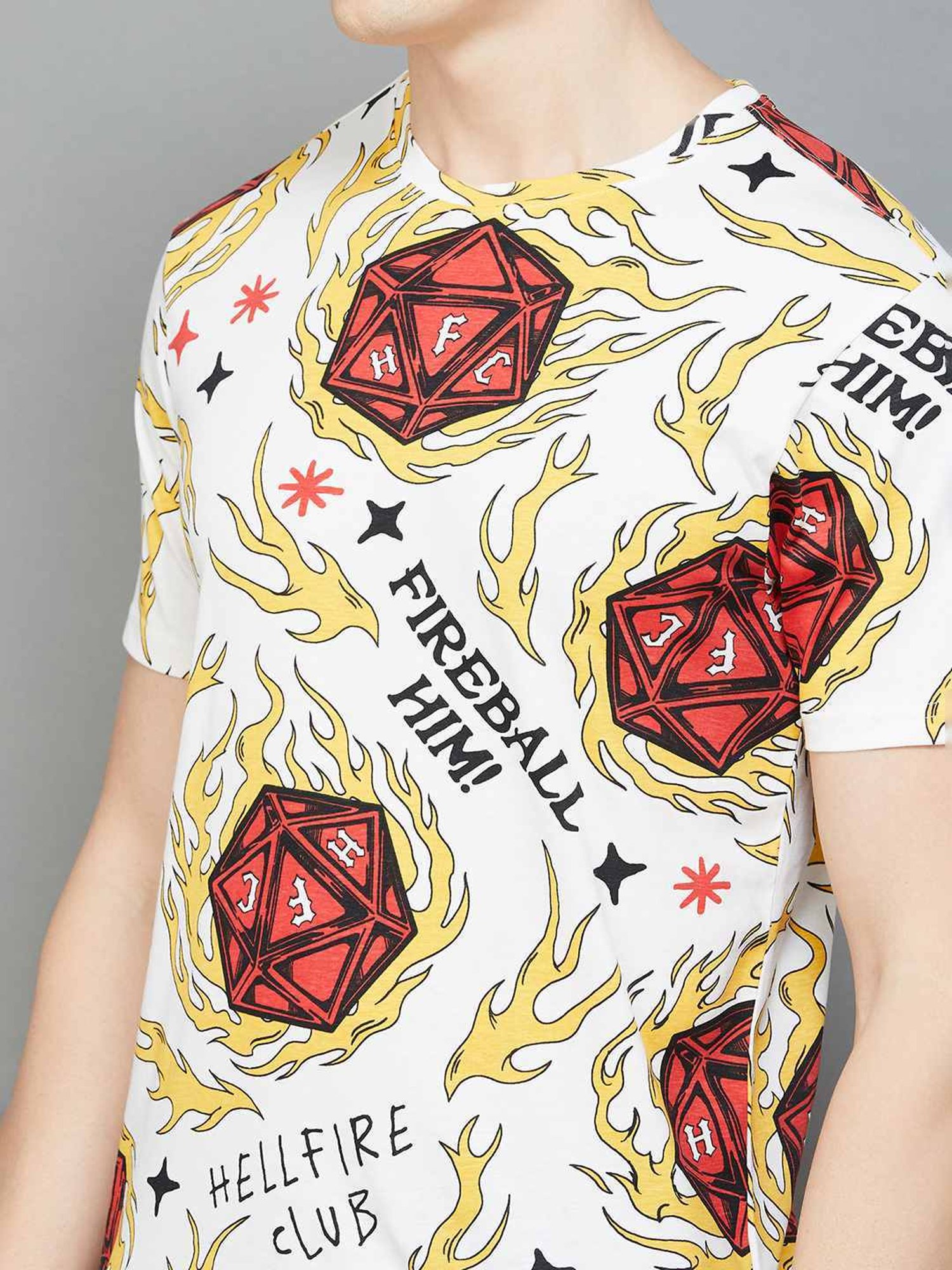 Forca by Lifestyle Off White Cotton Regular Fit Printed T-Shirt