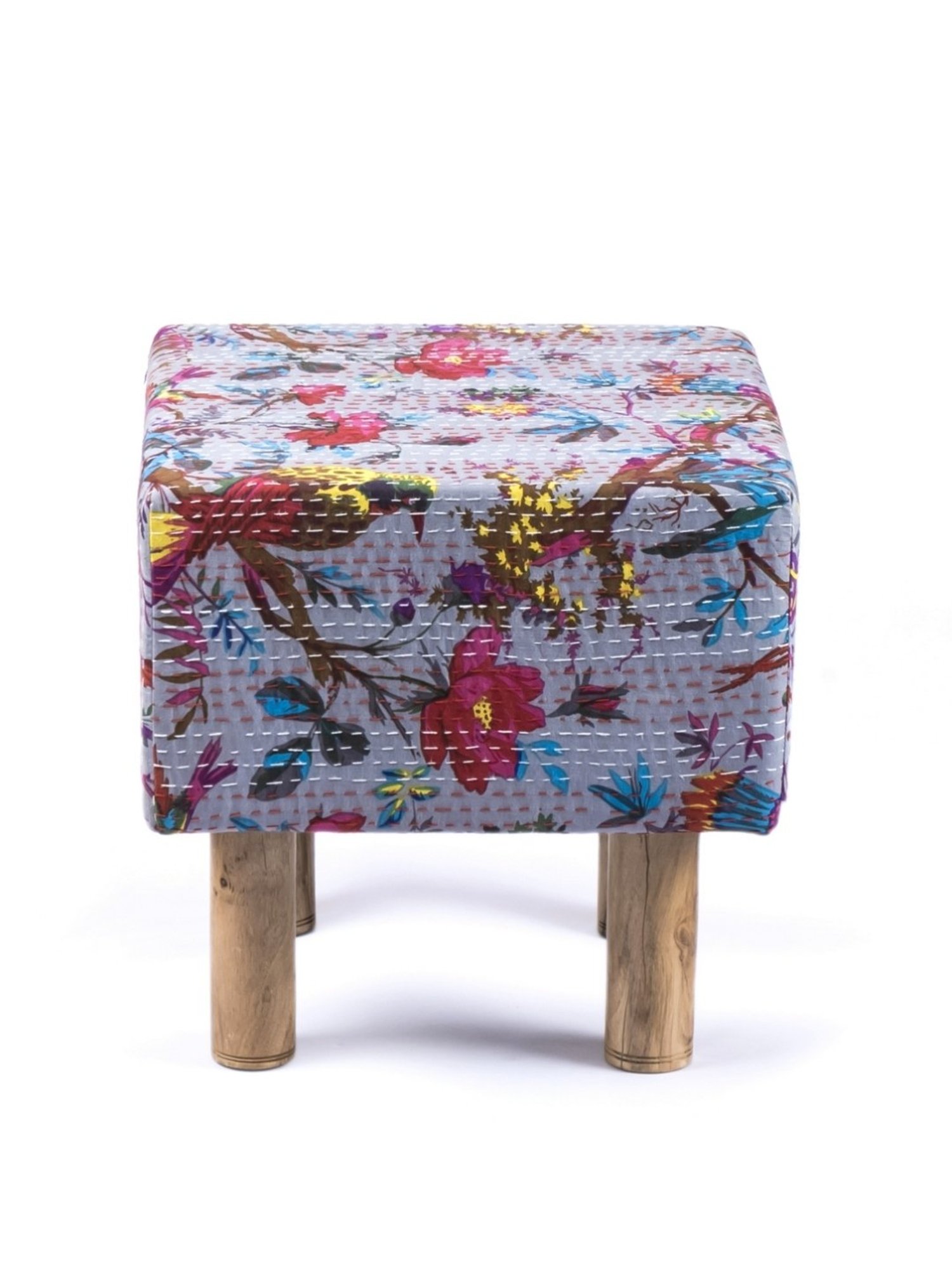 Ikiriya Verona Printed Brown & Blue Wood Stool