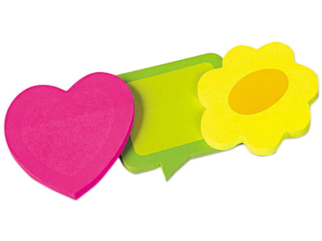 Redi-Tag 41200 Two-Tone Self-Stick Notepads, 3 Die-Cut Shapes, 3 50-Sheet Pads/Pack