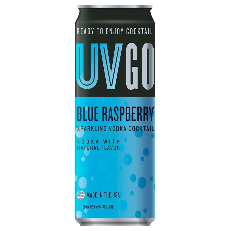 UVGO Blue Raspberry Sparkling Vodka Cocktail - 355ml Can