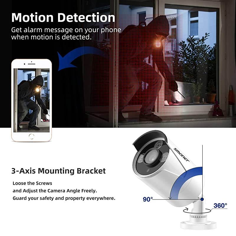 5MP Lite Home Security Camera System,8CH DVR Complete Surveillance Systems,8pcs 5MP(2560TVL,2.5&times;1080P) Wired CCTV Bullet Cameras Indoor Outdoor Waterproof Night Vision Motion Detection NO HDD