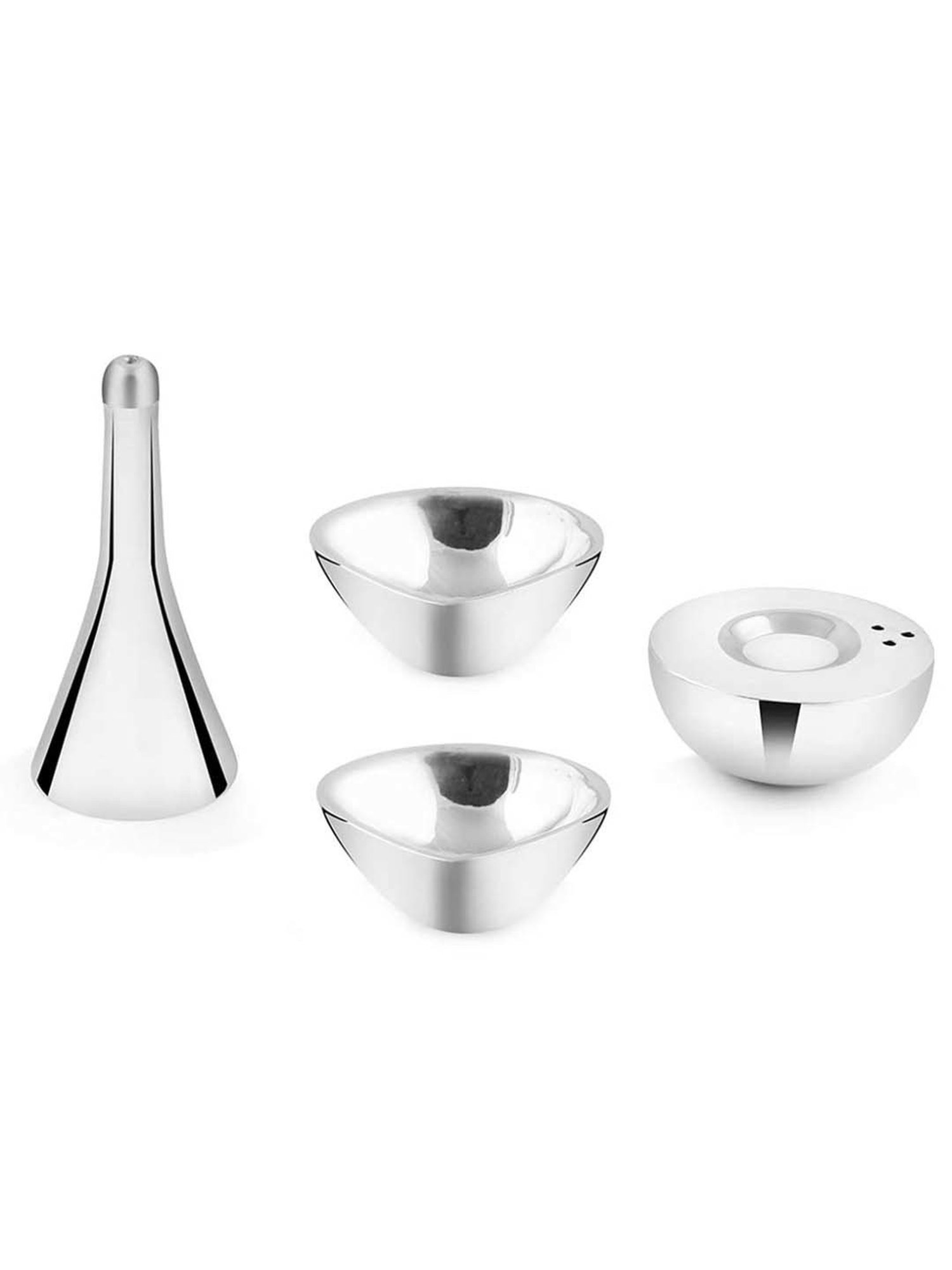 FnS Silver Stainless Steel 5-Piece Pooja Thali Set