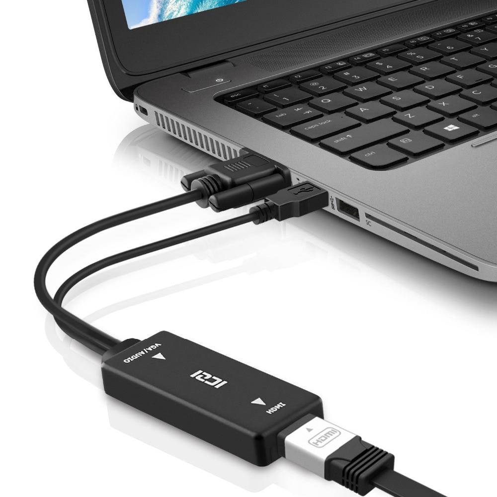 ICZI 1080P HD VGA to HDMI Converter Adapter with Audio VGA HDMI AV Video Cable Converter Adapter for PC Laptop to Monitor TV