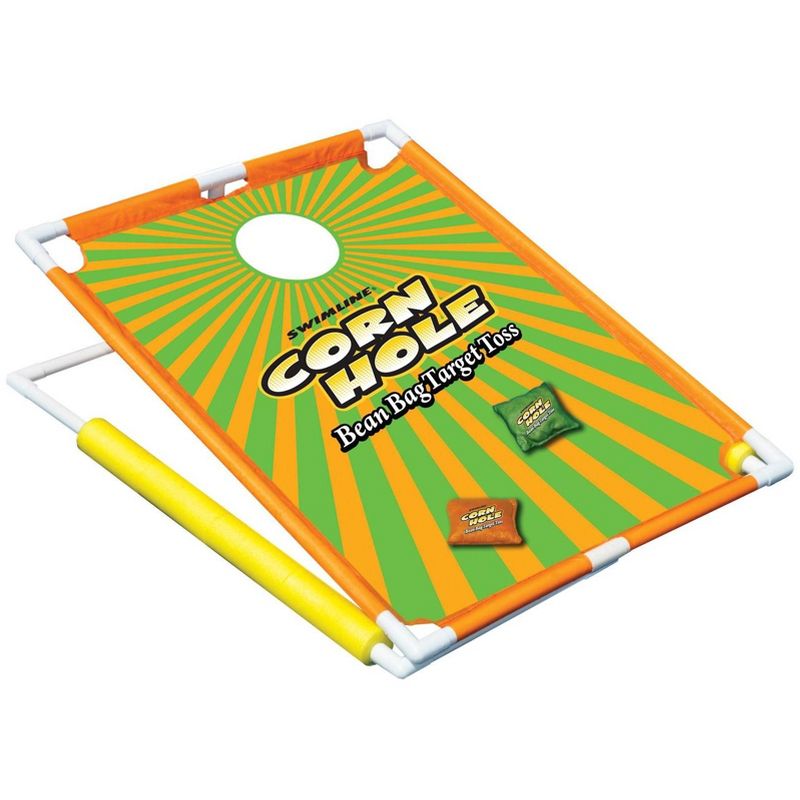 Swimline 91690 Swimming Pool Floating Cornhole Bean Bags Toss Game Set 2 Boards