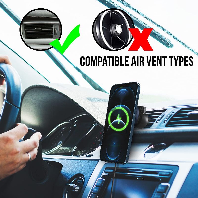 Dartwood 15W Magnetic Wireless Car Charger Compatible with iPhone 12/12 Pro/12 Pro Max/12 Mini