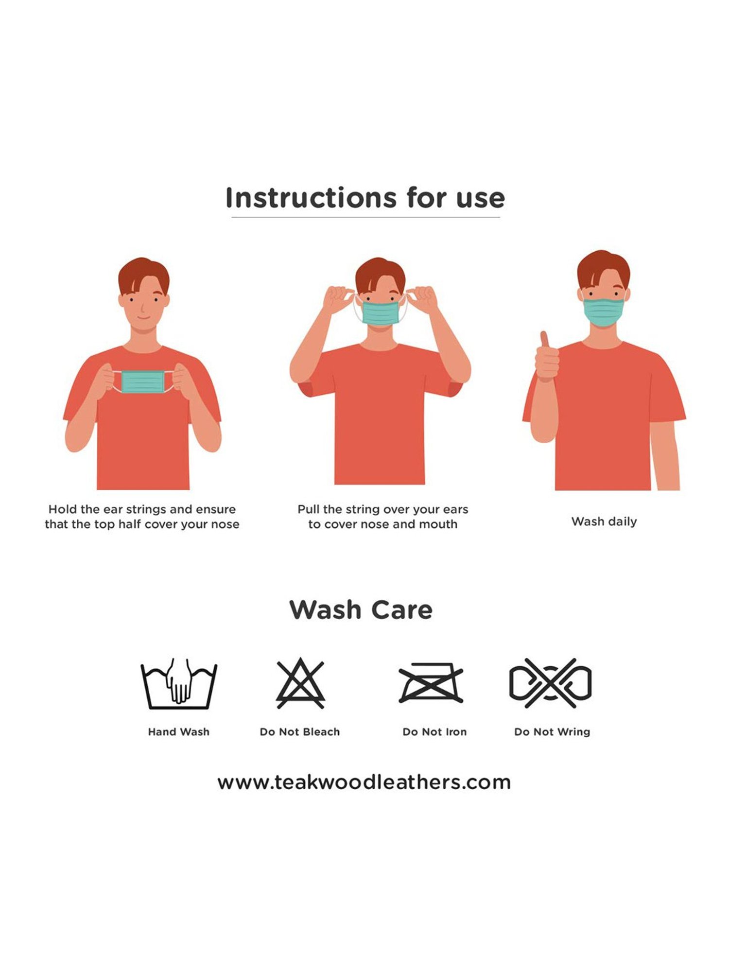 Teakwood 3 Layered Anti Pollution Reusable Face Masks - Pack of 7