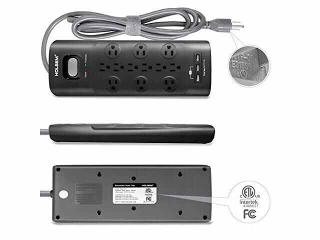 High Performance Surge Protector Power Strip, Multi-Function 12 Outlets Surge Protector Power Strip with 3 USB Charging Ports (5V/3.1A) and 6 feet Heavy Duty Extension Cord, ONE FOR ALL