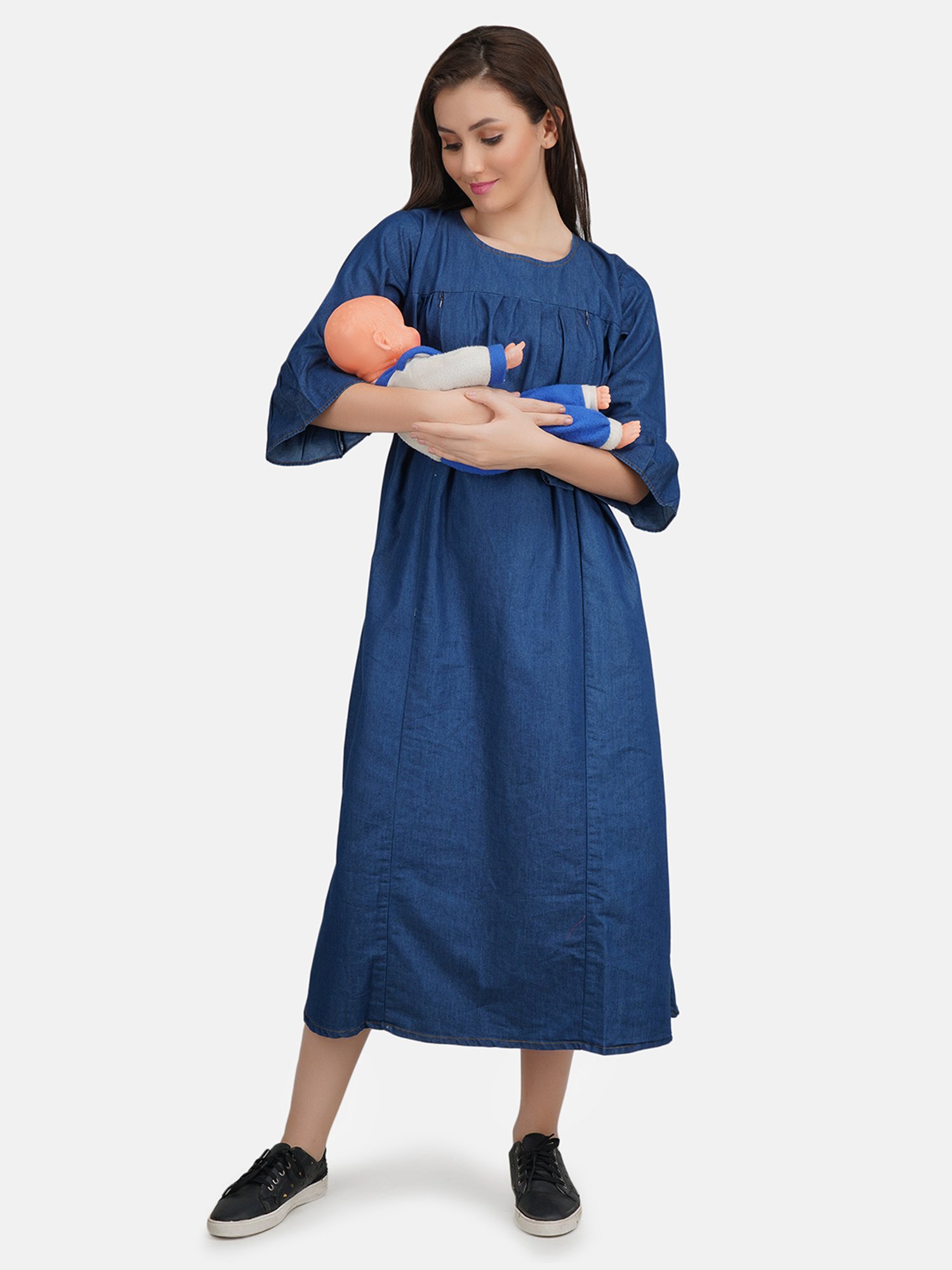 KOI SLEEPWEAR Blue Maternity Dress