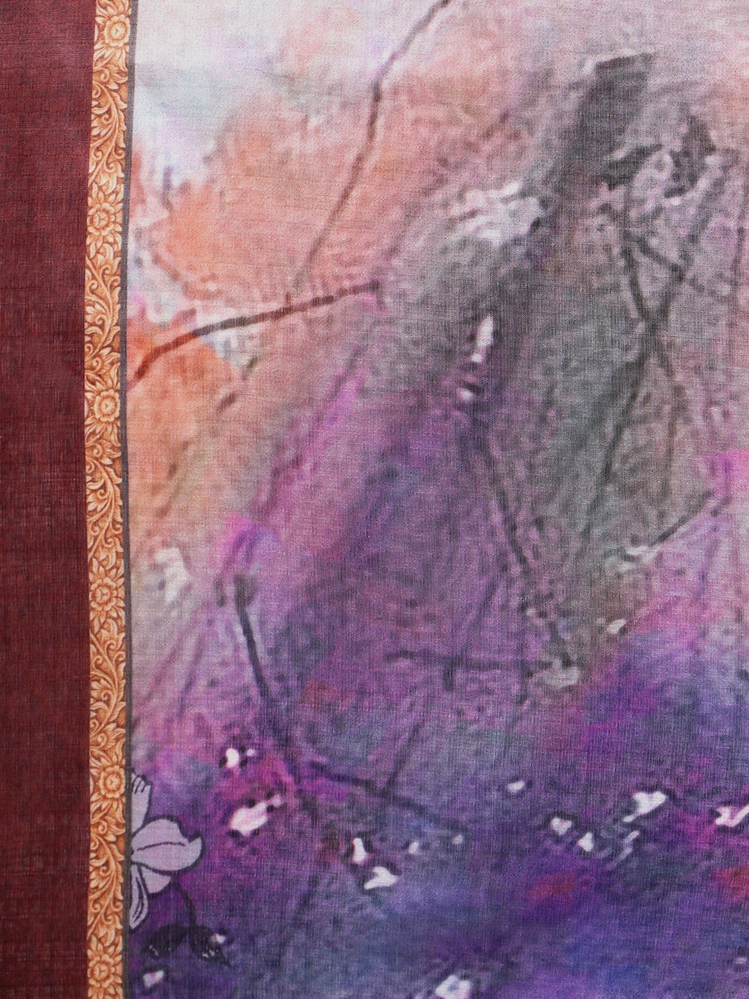 Saree Mall Grey Floral Print Dupatta