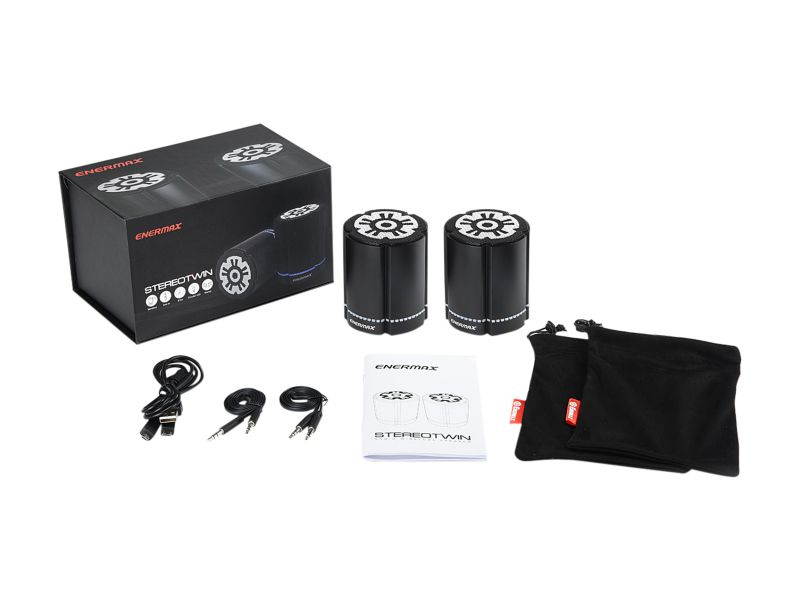 Enermax EAS02S-DBK Stereotwin Wireless LED Speaker with CSR V4.0 Chipset - Black