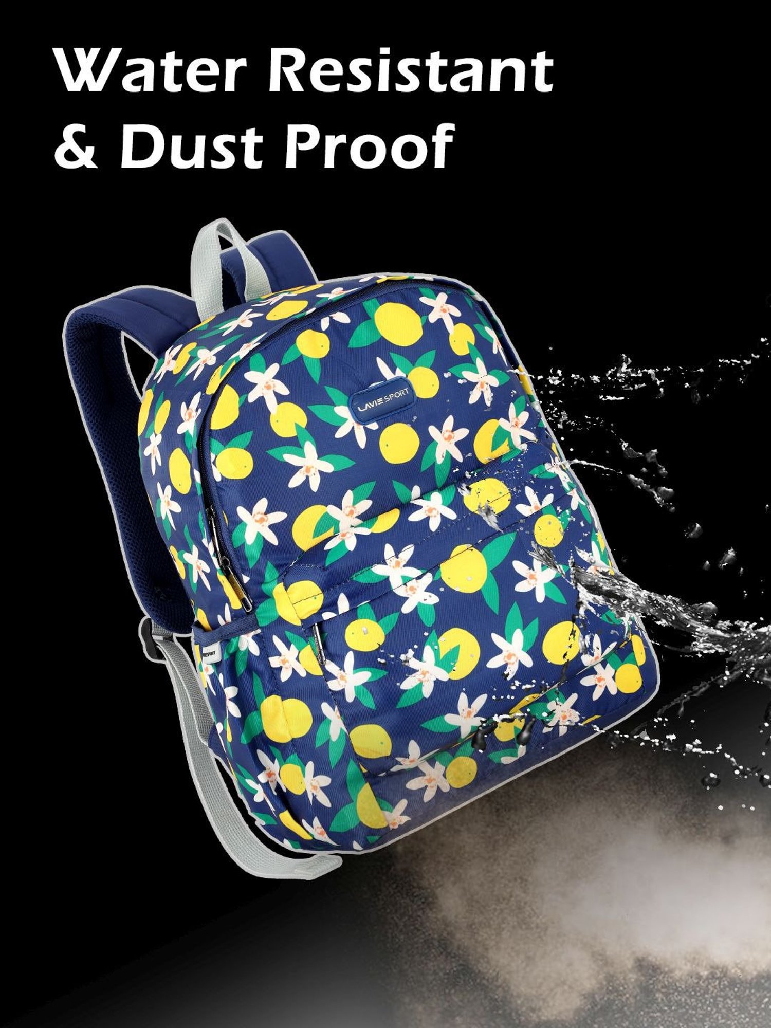 Lavie Sport Lime 18L Printed Casual Backpack |School Bag for Girls (Navy)