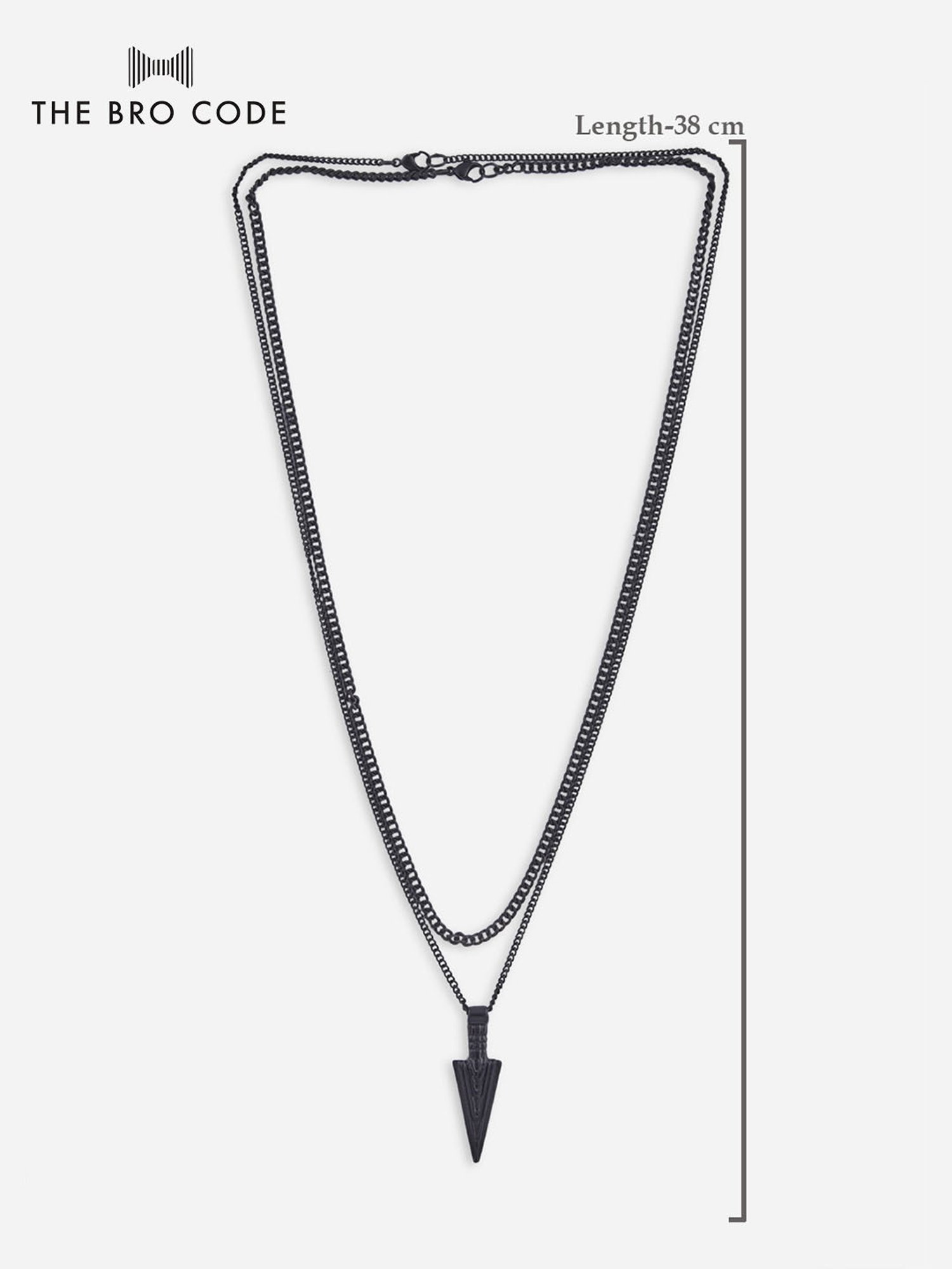The Bro Code Black Layered Arrow Necklace For Men