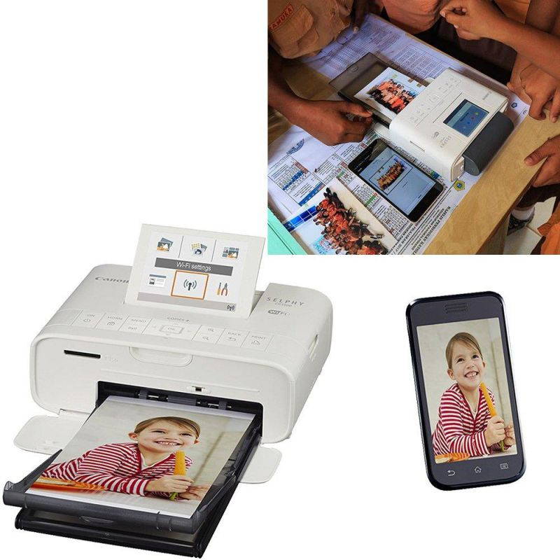 Canon SELPHY CP1300 Wireless Compact Photo Printer (White) + Canon KP-108IN Color Ink Paper Set (Produces up to 108 of 4 x 6 Prints) + USB Printer Cable + HeroFiber Ultra Gentle Cleaning Cloth