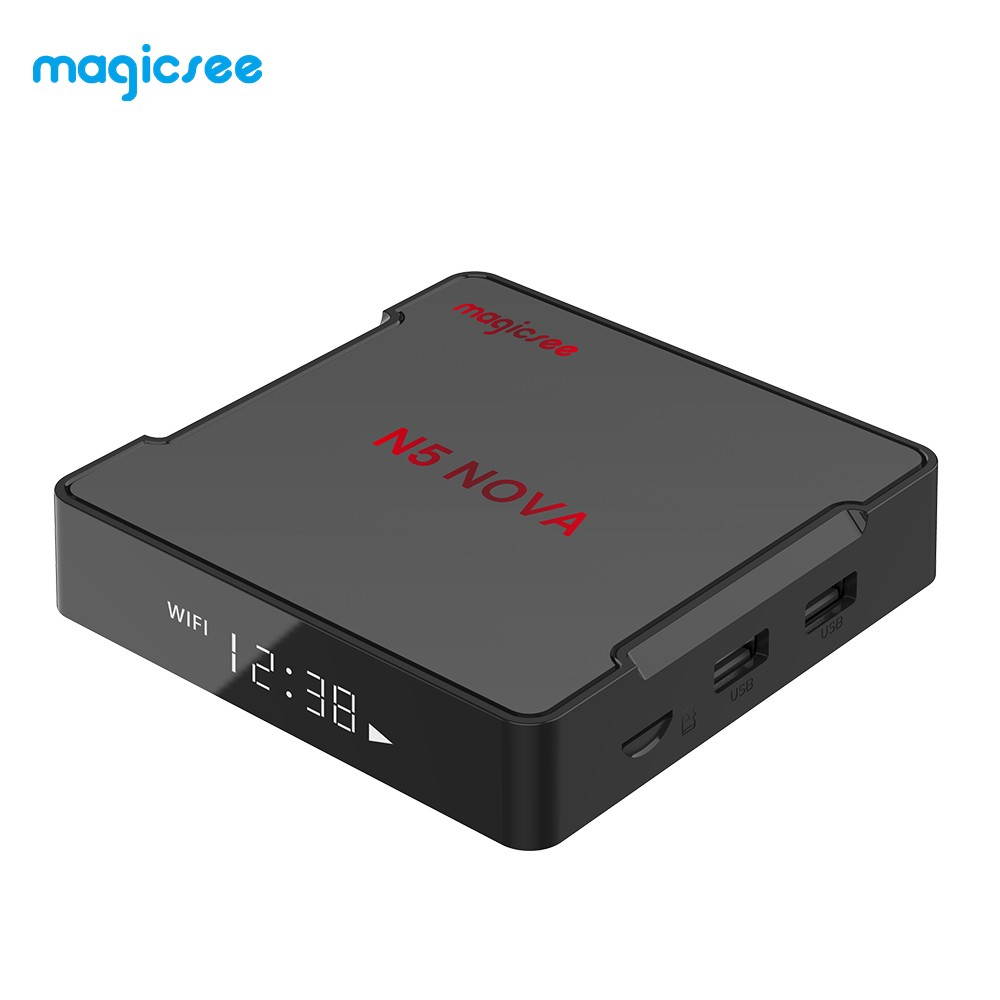 Magicsee N5 NOVA Smart Android 9.0 TV Box RK3318 Quad Core 64 Bit 4K 4GB / 64GB 2.4G & 5G WiFi & 100M LAN HD H.265 VP9 Decoding HD Media Player