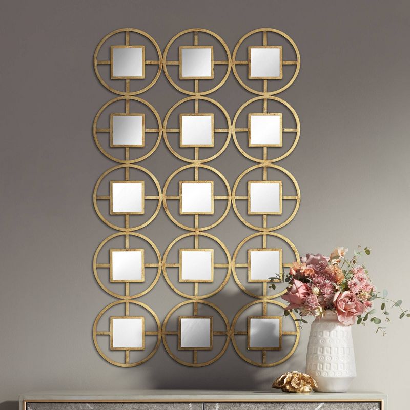 Newhill Designs Verna 40 1/2"H Glossy Gold Circle Metal Mirrored Wall Art