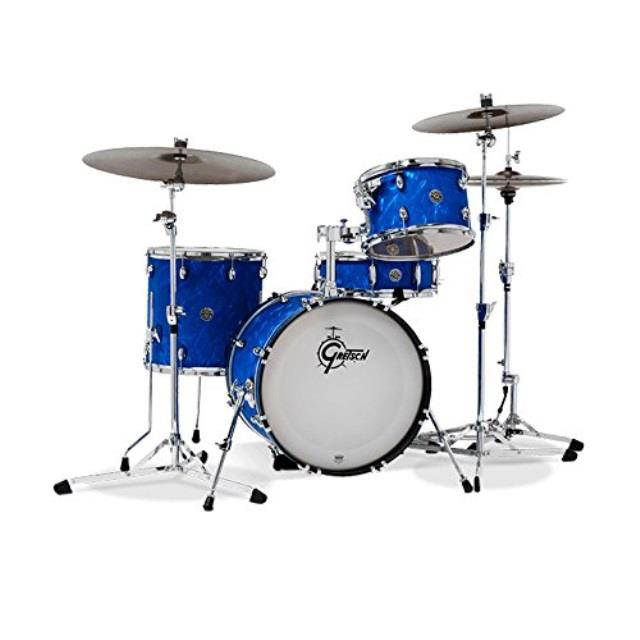 gretsch drums catalina club jazz 4piece shell pack with snare drum  18 inches kick  blue satin flame