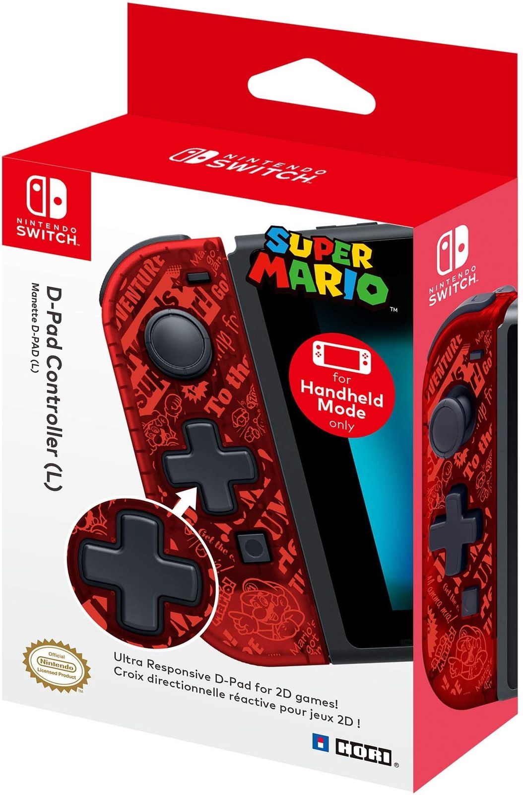 HORI D-Pad JoyCon Controller (L) Officially Licensed for Nintendo Switch - Mario
