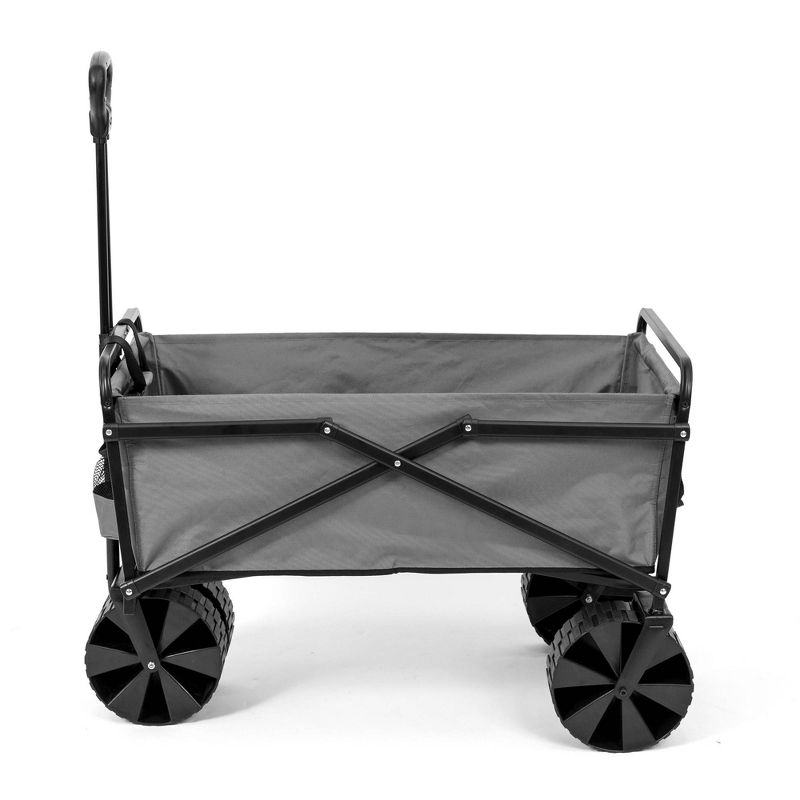 Seina Manual 150 Pound Capacity Folding Utility Beach Wagon Outdoor Cart, Gray