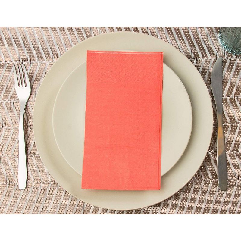 Blue Panda 120-Pack Coral Pink Disposable Paper Napkins Party Supplies 7.5 x 4.25 Inches