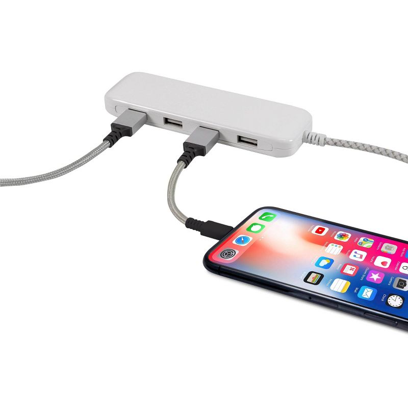 Philips 4-Port Slim Desktop 4USB Charger, 5' Cord - White