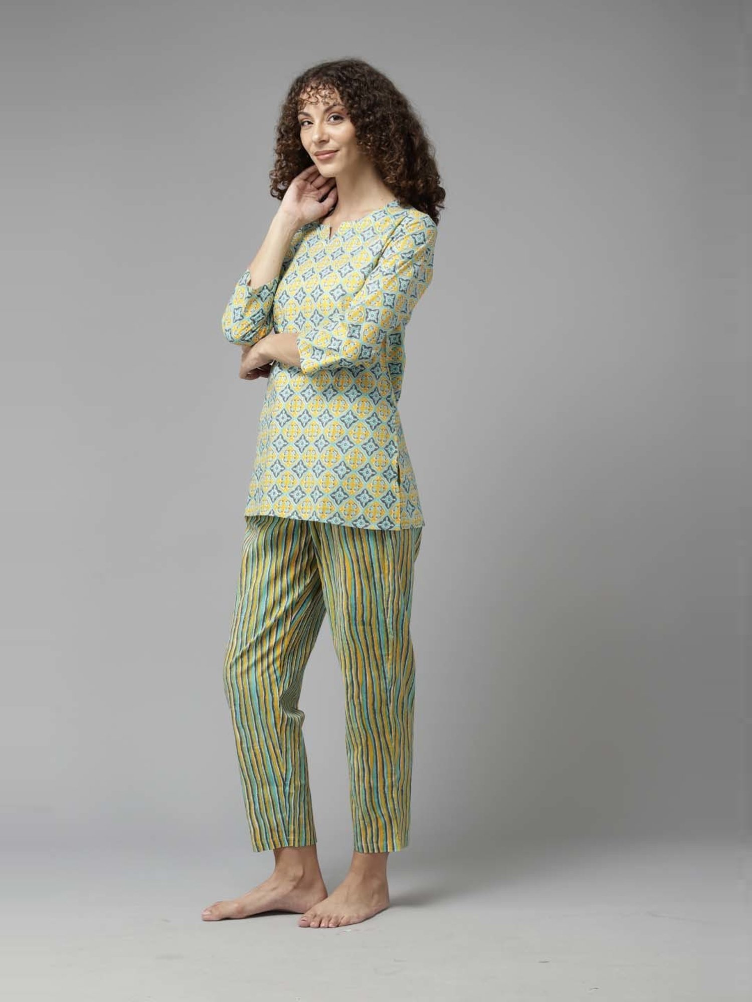 Prakrti Multicolored Cotton Printed Top Pant Set