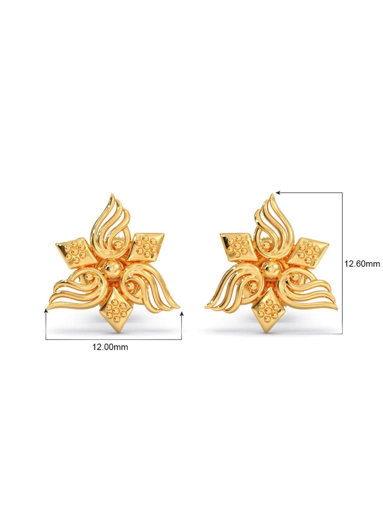 Candere by Kalyan Jewellers Peacock Collection 18k Yellow Gold Stud Earrings for Women
