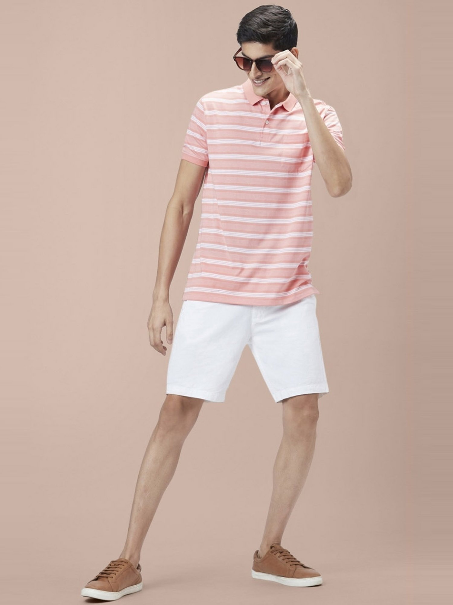 Byford By Pantaloons White Cotton Slim Fit Shorts