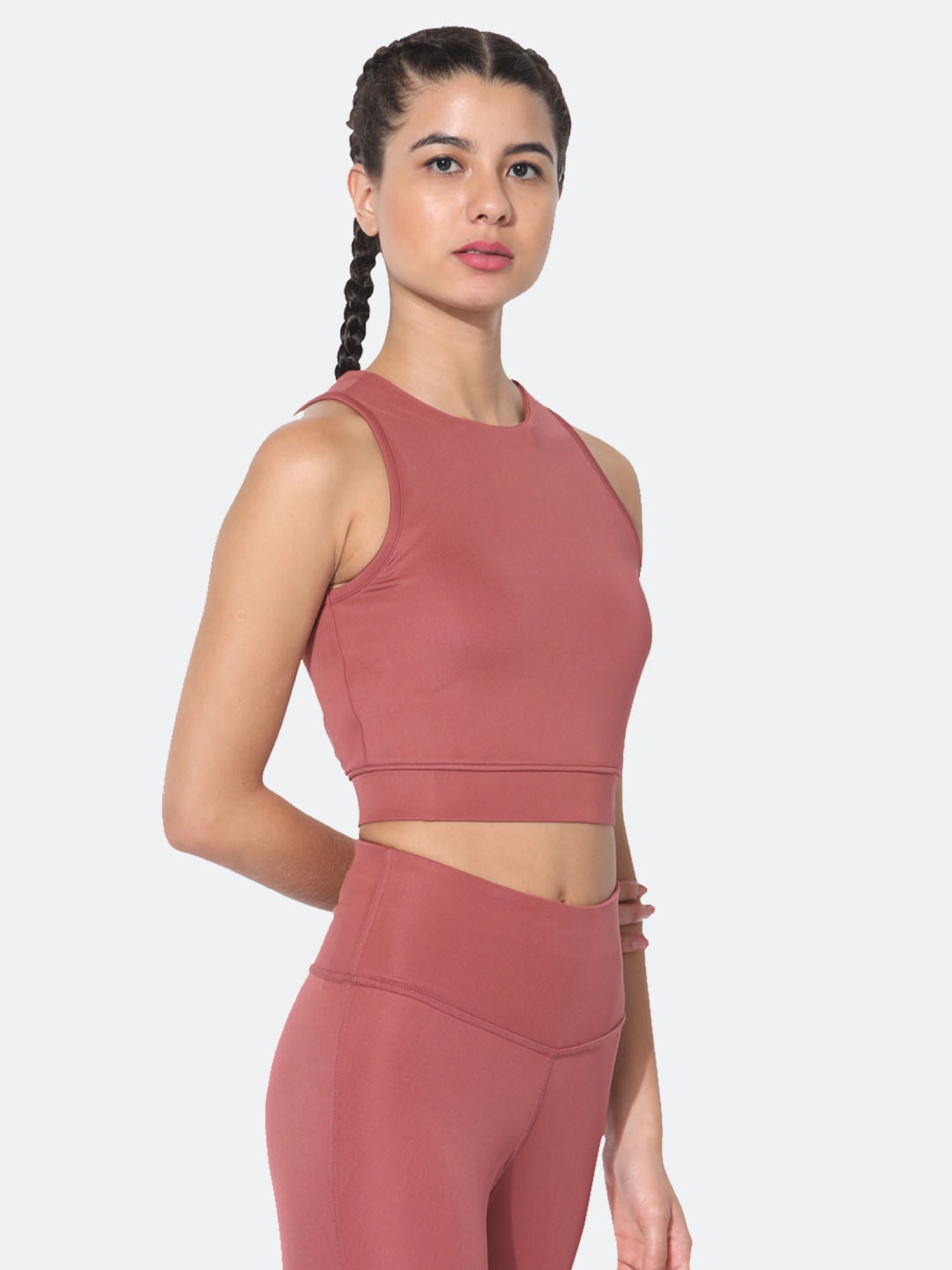SILVERTRAQ Dusty Pink Relaxed Fit Crop Top