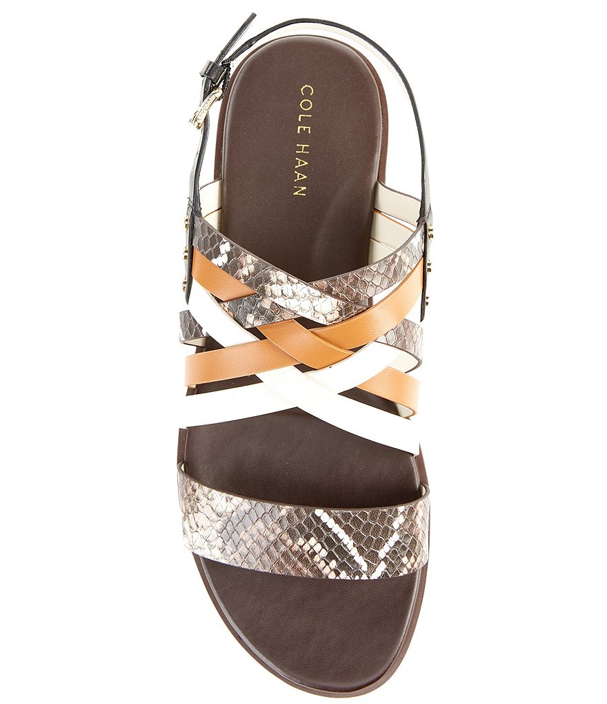 Cole Haan Francie Leather Snake Print Color Block Sandals