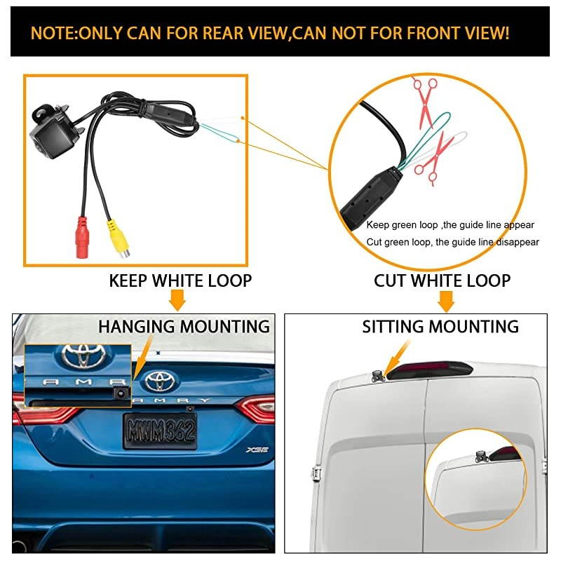 Backup Camera IP69K Waterproof Great Night Vision HD and Super Wide Angle Reverse Rear View Backup Camera for Cars Trucks SUV RV Van