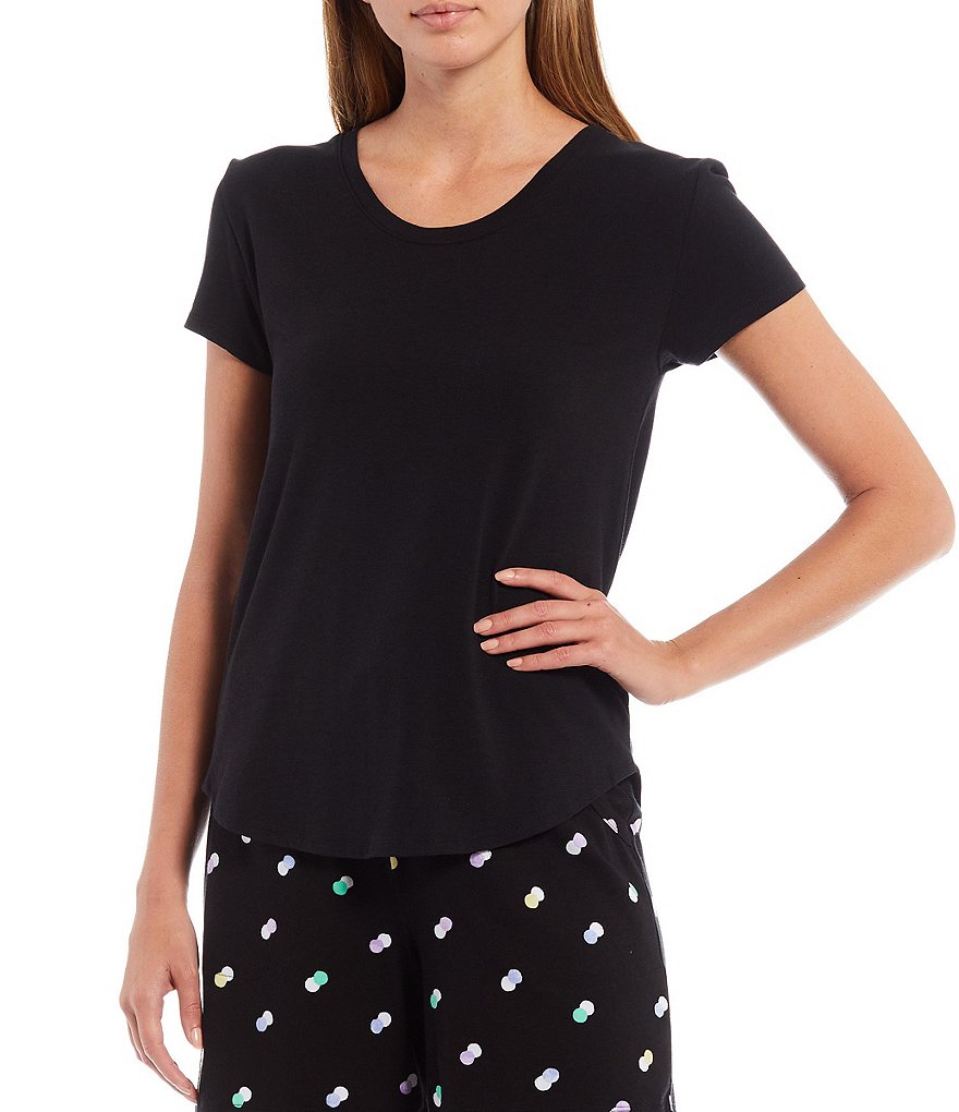 HUEtique Solid Jersey Knit Jewel Neck Tee