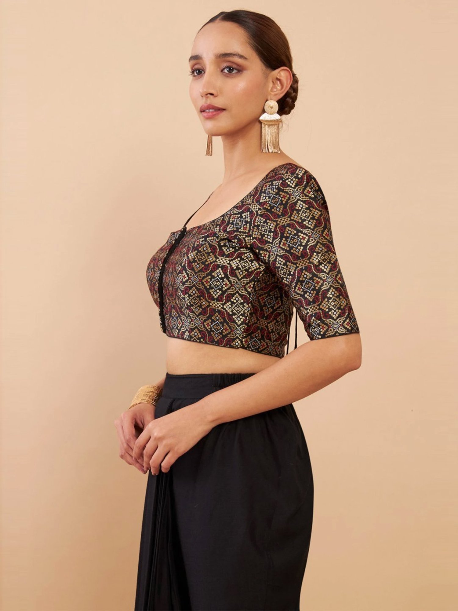 Soch Black Woven Pattern Readymade Blouse