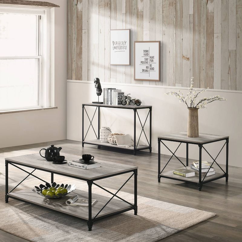 3pc Rosslea Coffee Table and 2 End Tables Set Black/Gray - HOMES: Inside + Out