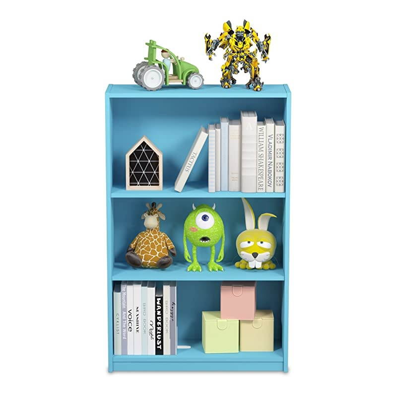 JAYA Simple Home 3Tier Adjustable Shelf Bookcase Light Blue
