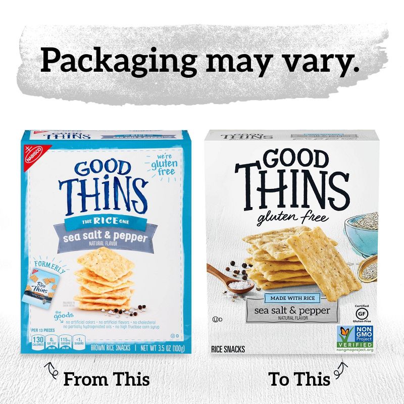 Good Thins Sea Salt & Pepper Rice Snacks Gluten Free Crackers - 3.5oz