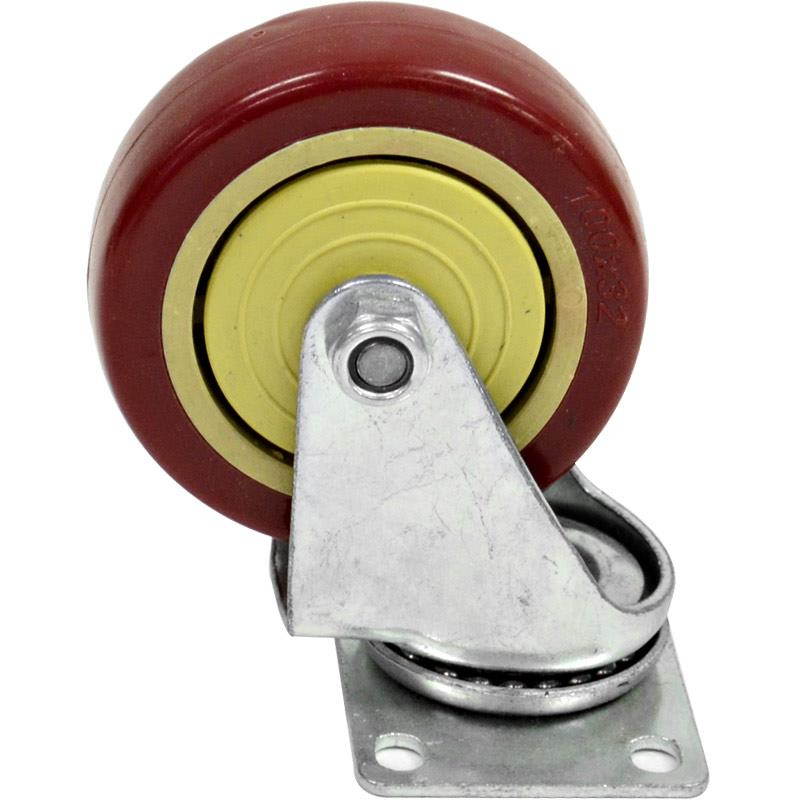 Red Non-Locking 4" Swivel Caster/Wheel (4 Pack)