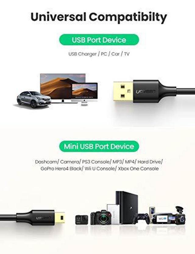 UGREEN Mini USB Cable USB 2.0 Type A to Mini B Cable Data Charging Cord Compatible for GoPro Hero 3+, Hero HD, PS3 Controller, Phone, MP3 Player, Dash Cam, Digital Camera, SatNav, GPS Receiver,PDA 3ft
