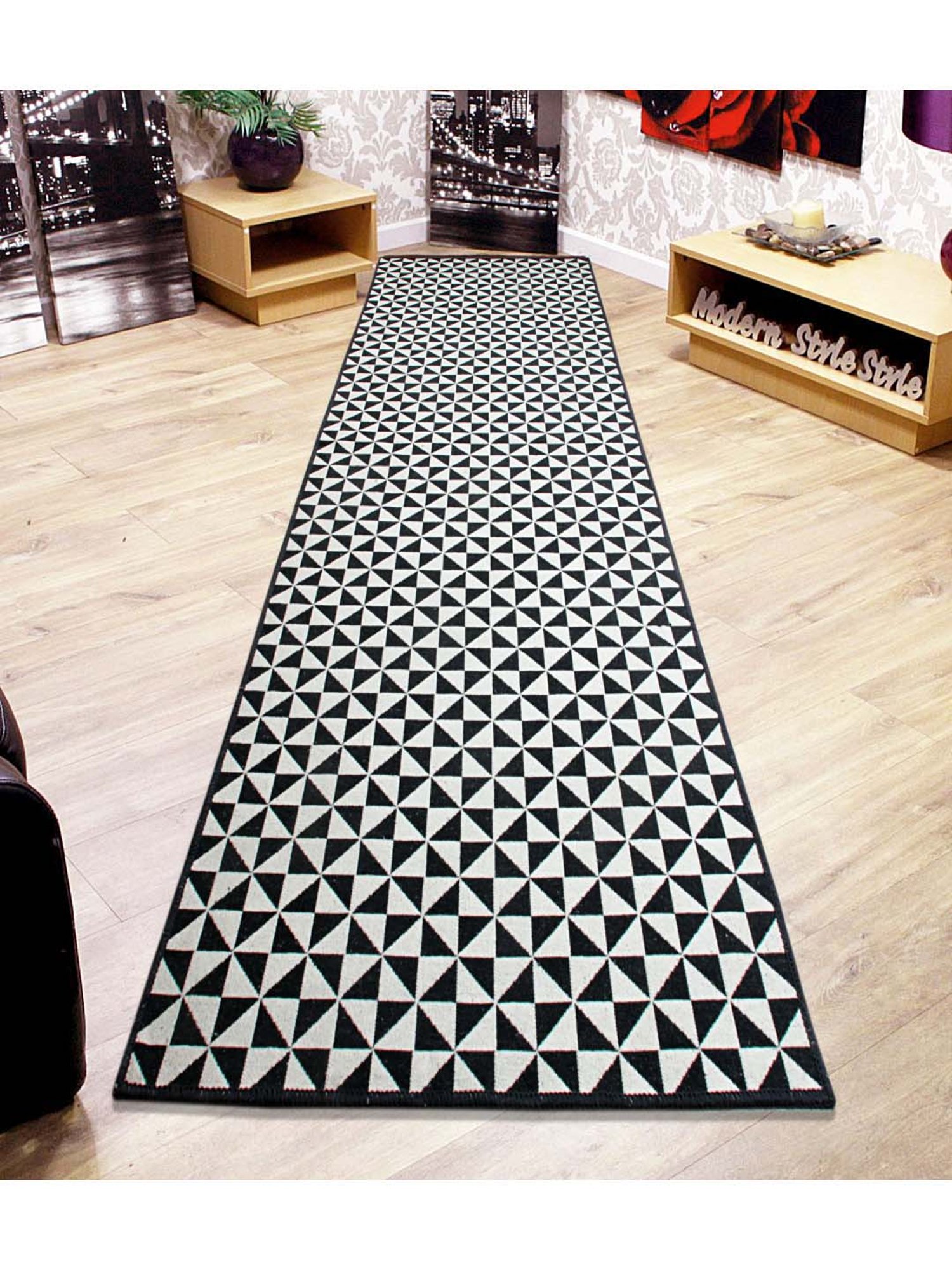 Saral Home Black & Beige Cotton Runner - Set of 1