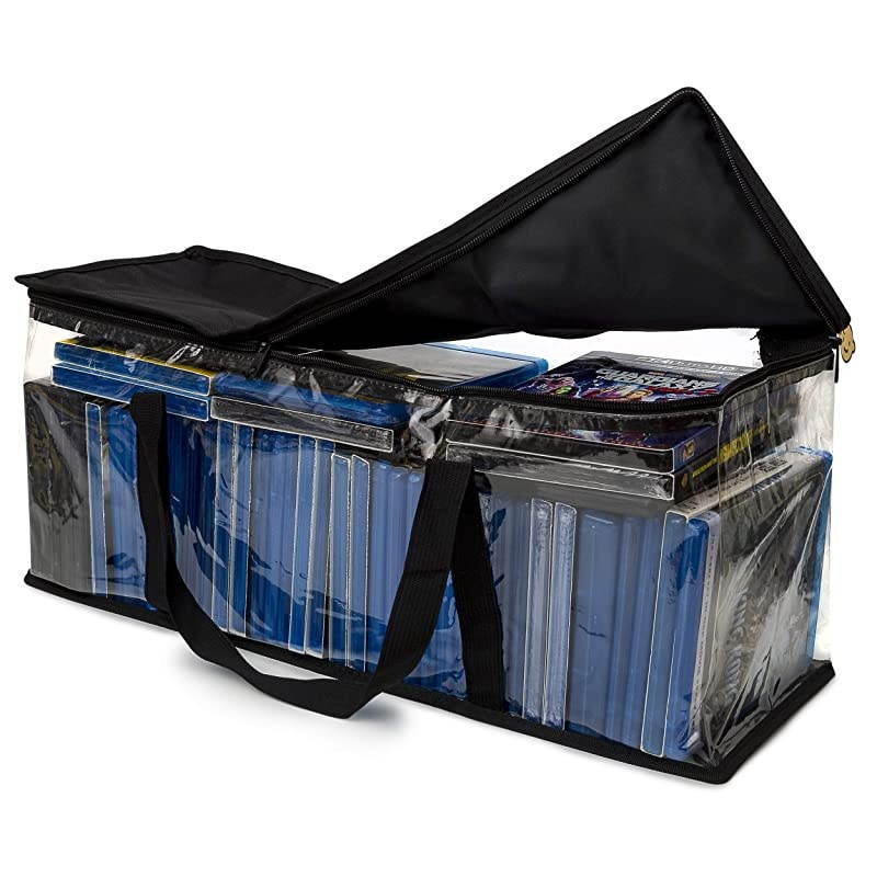 Premium Quality Home DVD Storage Bags 4Pack Holds 160 Total Movies or Video Games Bluray | Convenient Travel Case for Media | Stackable Easy to Carry Black