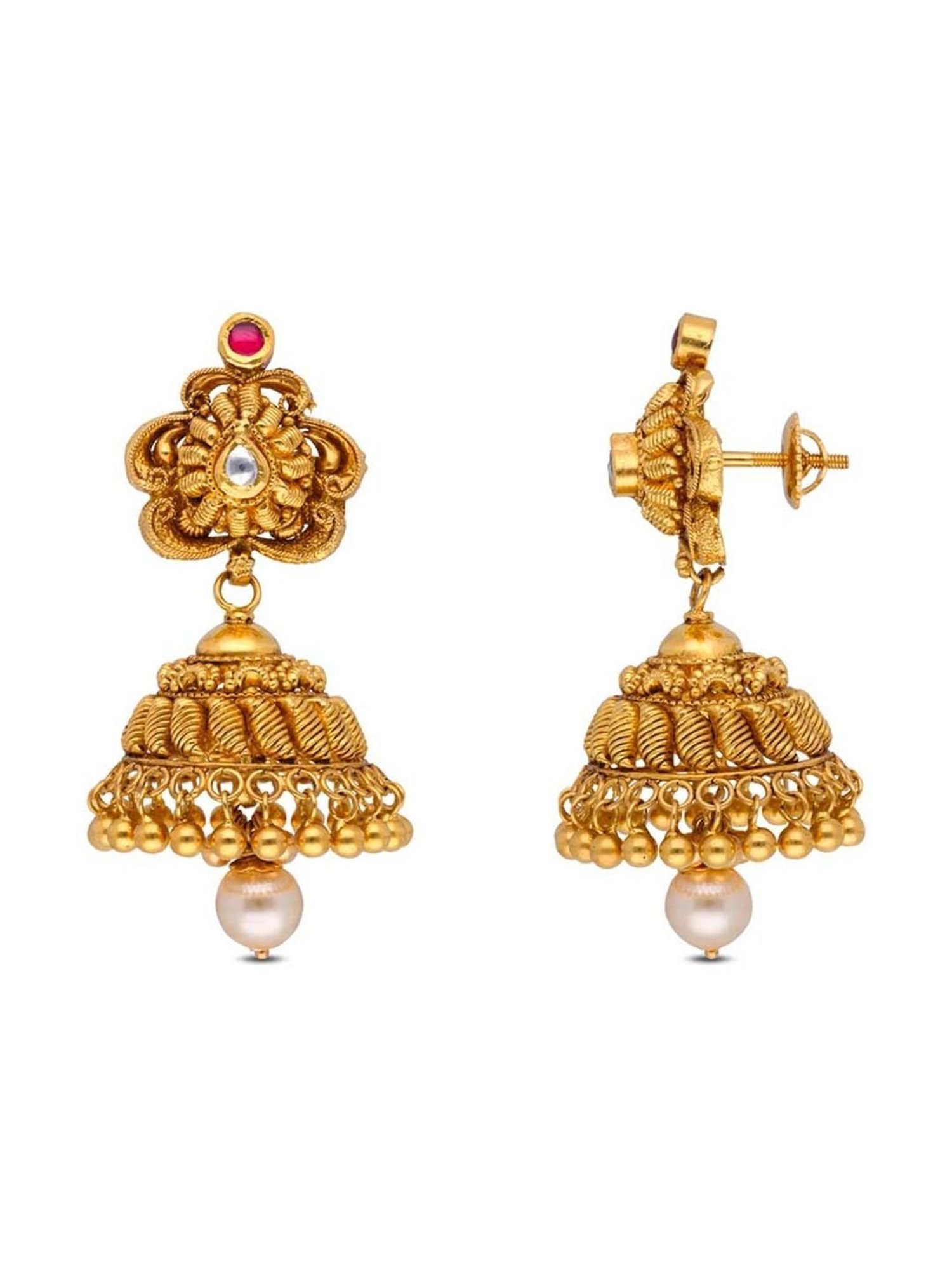 CKC Exquisite Gemset Kundan Gold Eardrops