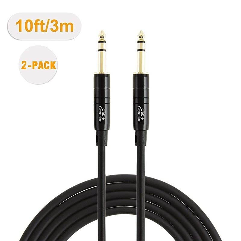 14 Cable 2Pack10 Feet 635mm 14 TRS to 635mm 14 TRS Balanced Stereo Guitar Cable3 MetersBlack