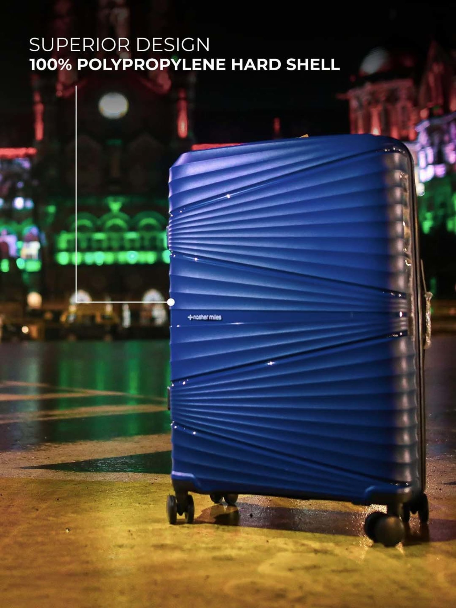 Nasher Miles Mumbai Hard-Sided Polypropylene Luggage Set of 2 Navy Blue Trolley Bags (65 & 75 cm)
