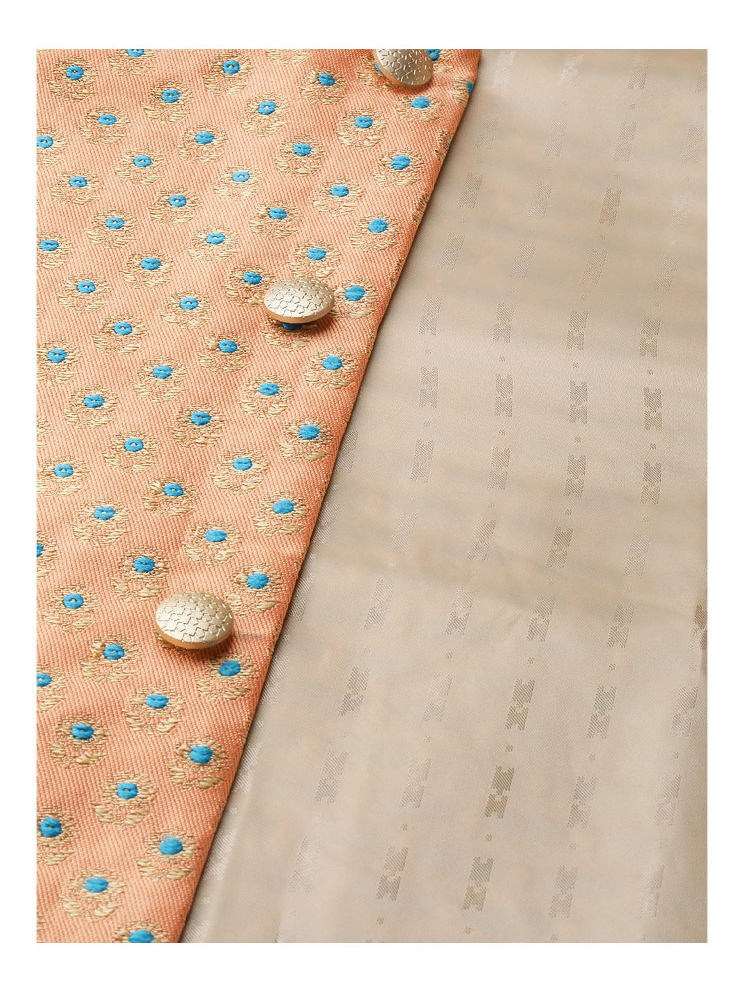 Sojanya Off White & Peach Floral Print Suit